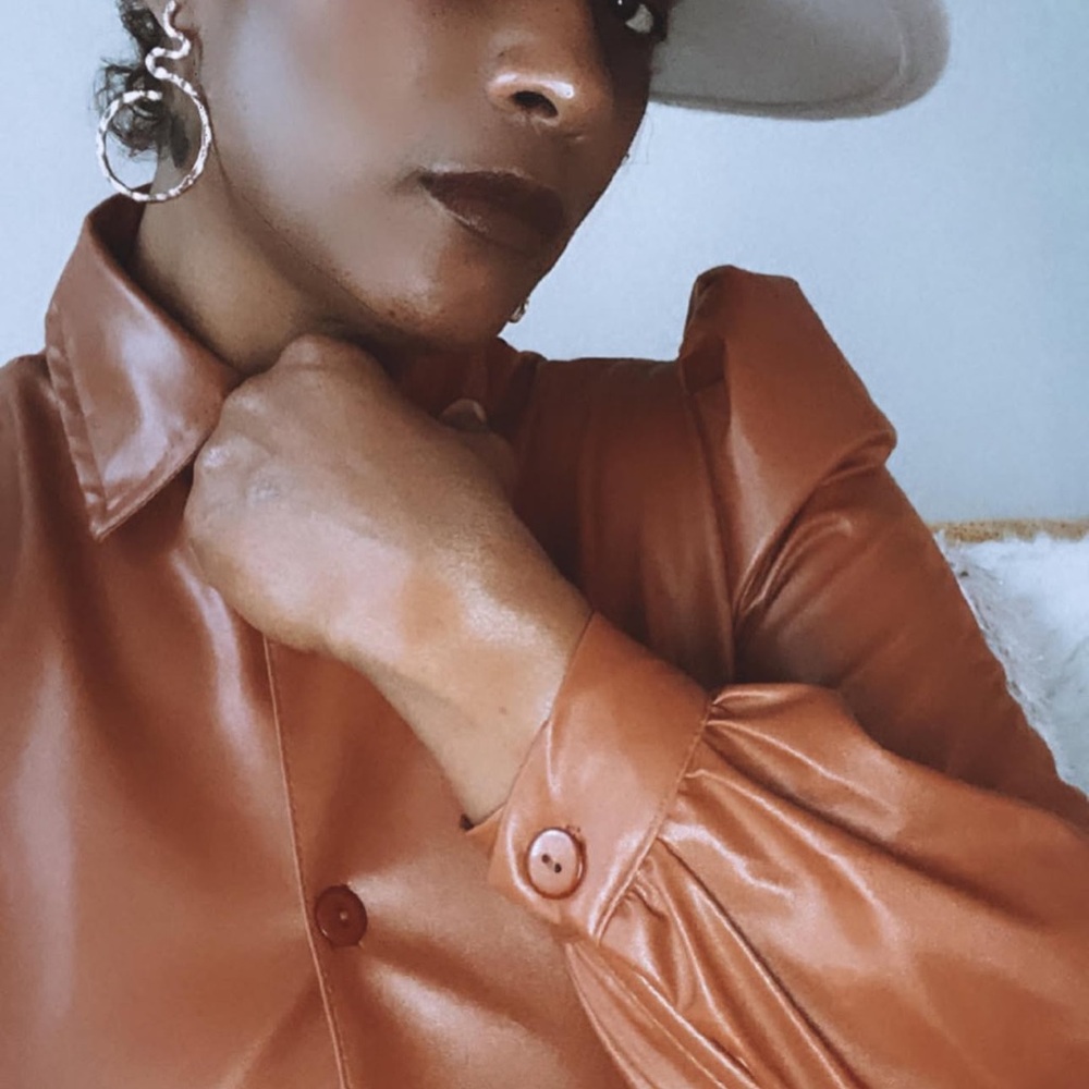 Women's Brown Leather Top